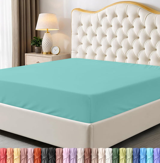 Utopia Bedding King Fitted Sheet - Deep Pocket Soft Microfiber - Spa Blue - Shrinkage & Fade Resistant