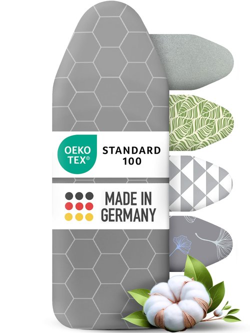 arteneur Ironing Board Cover and Pad 15x54 - Made in Germany Iron Board Cover with Heat Reflective Aluminum Coating and Padding- Heavy Duty Iron Board Cotton Cover with Elastic Drawstring Stretch Fit