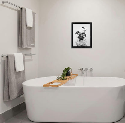 Regine Switzerland Funny Bathroom Wall Art - Aesthetic Black and White Canvas Decor | Framed Design