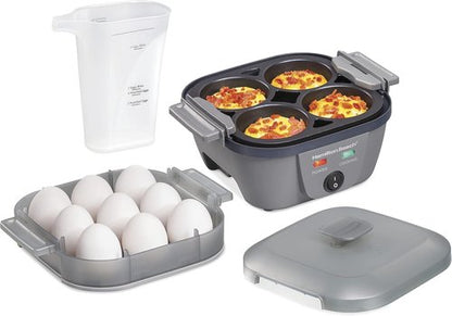 Hamilton Beach 6-in-1 Electric Egg Cooker - Versatile Hard Boiled & Sous Vide Egg Maker | Non-Stick Skillet, Grey