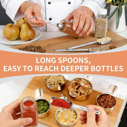 EWFEN Stainless Steel Measuring Cups & Spoons Set - 7 Nesting Cups, 7 Spoons & 5 Mini Spoons