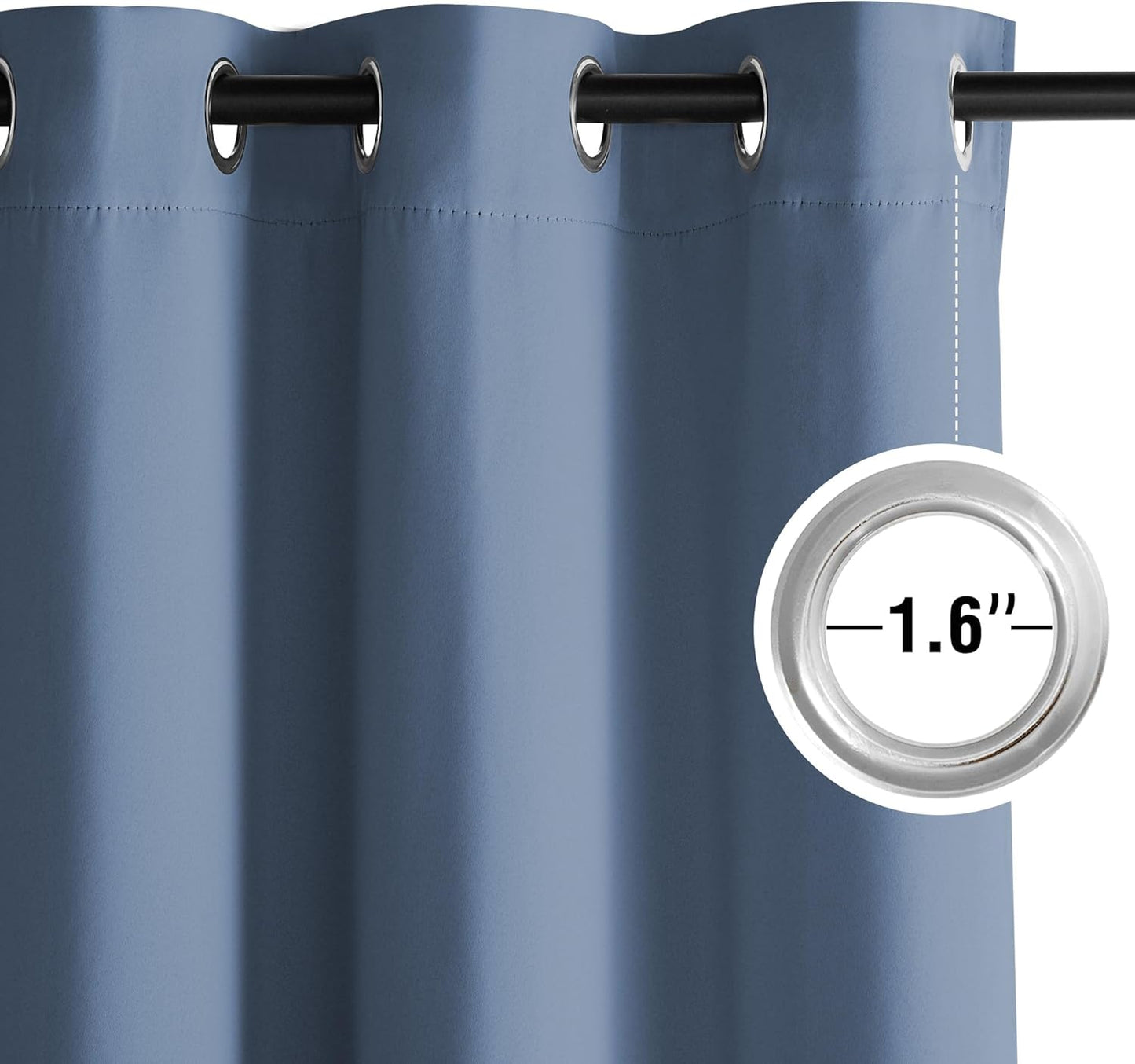 NICETOWN Energy Saving Stone Blue Drapes - Grommet Top Thermal Insulated Shades, 1 Pair, W52 x L95
