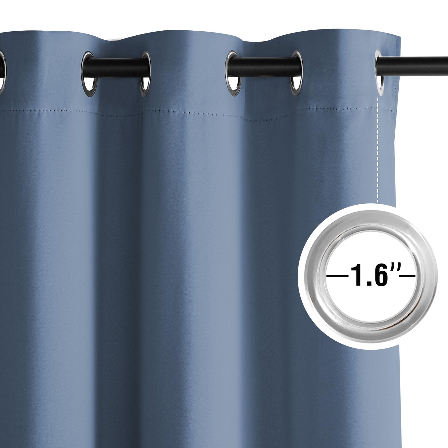 NICETOWN Blackout Curtains Grommet 2 Panels 72 Inches Long, Stone Blue