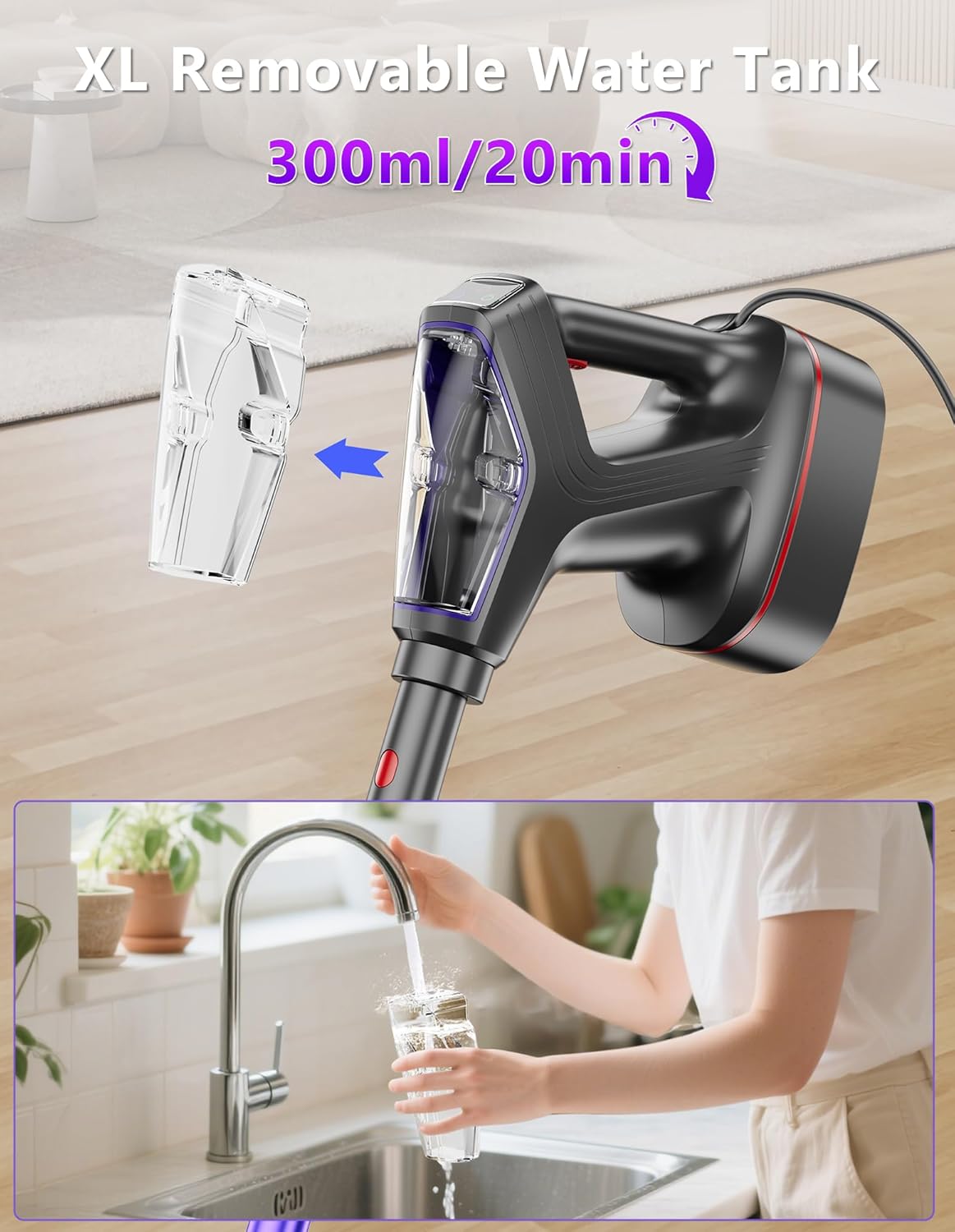Skiennix Steam Mop - Heavy Duty All-in-One Cleaner for Hardwood, Tile, Walls & More | Detachable Handheld Steamer