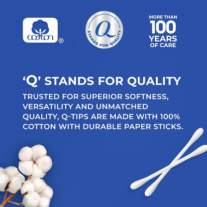 Q-tips Cotton Swabs - 100% Cotton Hygiene & Beauty Care | 625 Count for Gentle Cleansing