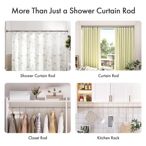 AmazerBath Nickel Spring Tension Shower Curtain Rod 31-75 Inches, 1 Inch Diameter Heavy Duty Tension Rod Rust Proof Bathroom Curtain Rod, Adjustable No Drill Easy Segmented Installation