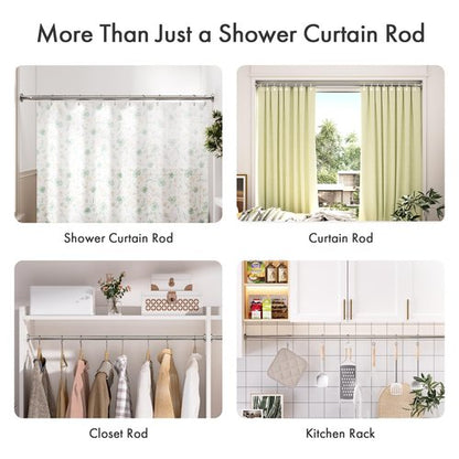 AmazerBath Nickel Spring Tension Shower Curtain Rod 31-75 Inches, 1 Inch Diameter Heavy Duty Tension Rod Rust Proof Bathroom Curtain Rod, Adjustable No Drill Easy Segmented Installation