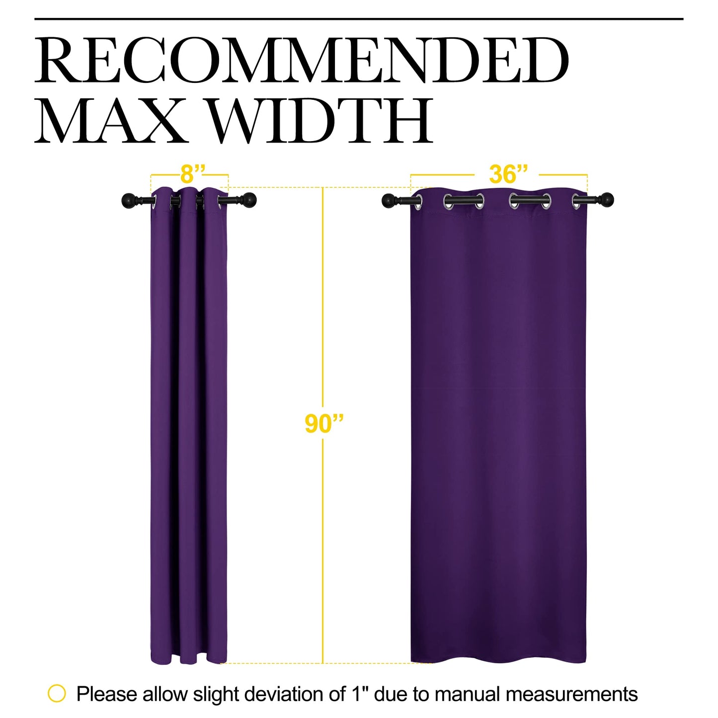 NICETOWN Thick Blackout Curtain and Drapes - Thermal Insulated Grommet Top Window Draperies for Bedroom, Block Out Light Curtain Panel (Royal Purple, 42 x 90, Pack of 2)