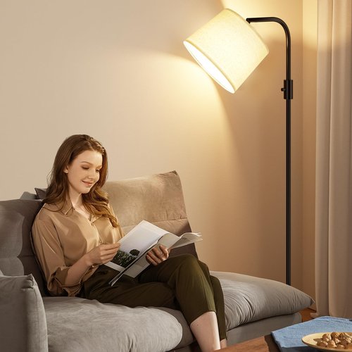 Ambimall 𝐅𝐮𝐥𝐥𝐲 𝐃𝐢𝐦𝐦𝐚𝐛𝐥𝐞 Floor Lamp - Floor Lamps 9W 𝐋𝐄𝐃 Light Bulb Included, Standing Lamps for Living Room with Adjust Head, Modern Standing Tall Light Rotary Switch for Office