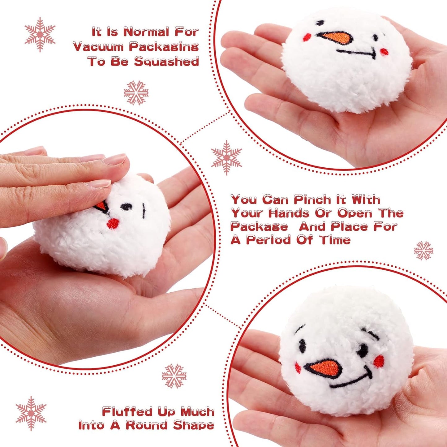 Zubebe Snowball Fun Set - 72 Cute Fake Snowmen Balls for Indoor Winter Parties | 2-Inch Classic Styles