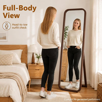 Anwick Walnut 63-Inch Full Length Floor Mirror - Standing Wood Framed