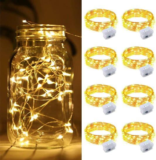 ZGWJ Fairy Lights - 8 Pack Battery Operated 7ft Mini LED String Lights | 3 Modes for DIY & Holiday Decor