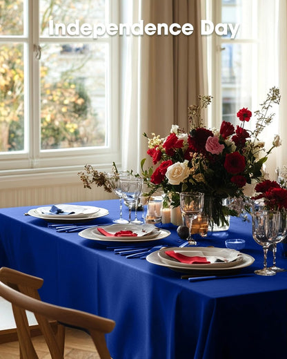 Pureegg Disposable Plastic Tablecloths - 54 x 108 Inch, Leakproof & Sturdy, Navy Blue | 8 Pack for Graduation Party