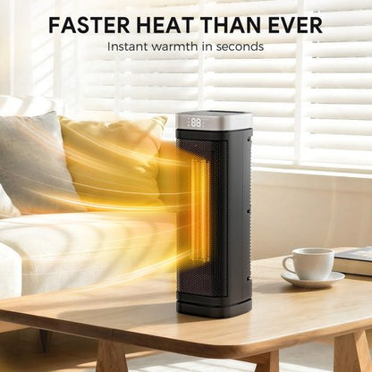 17 Inches Space Heater, 1500W Electric Heaters for Indoor Use with Thermostat, 70° Oscillation, 5 Modes, Remote, 12H Timer, Quiet Portable Heater for Office, Bedroom, Large Room
