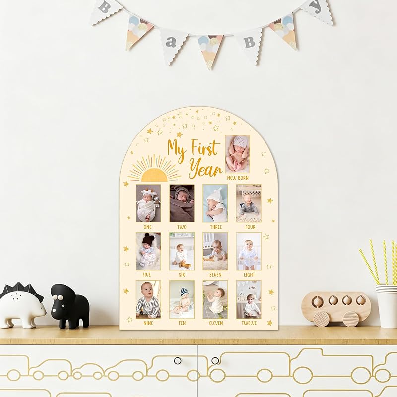 Sun My First Year Photo Board - Boho Baby 12 Months Milestone Board - Variation: Sun