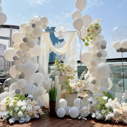 Awenztech White Balloons - 12 Inch Latex Balloons | 50 Pack for Weddings, Parties & Celebrations