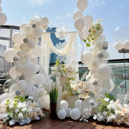 Awenztech White Balloons - 12 Inch Latex Balloons | 50 Pack for Weddings, Parties & Celebrations