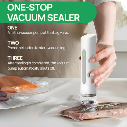 Skiennix Vacuum Sealer - Compact Portable Handheld Food Preservation Machine | 30 Reusable Bags Included