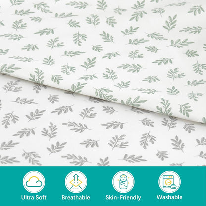 Skiennix Fitted Crib Sheets - 2 Pack for Boys & Girls | Neutral Prints, Fits Standard 52”x28” Mattress