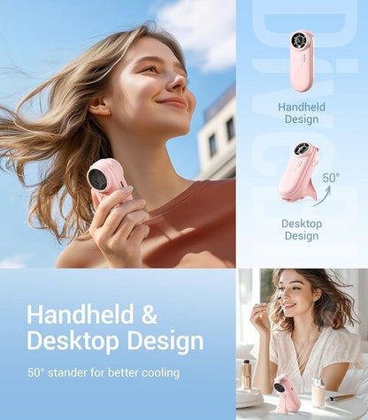 Diveblues TurboBear Portable Handheld Fan - 5-Speed Rechargeable Mini Travel Fan | Cute Gift for Women
