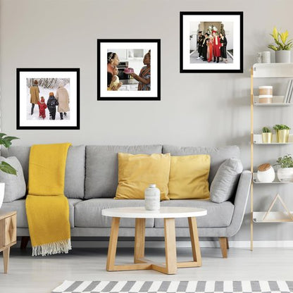 JCJMY 20x20 Picture Frame Black with 16x16 Mat, Display Photo 16x16 with Mat or 20 x 20 Without Mat, Wall Hanging Large 20x20 Poster Frame with Shatter Resistant Plexiglass, Black