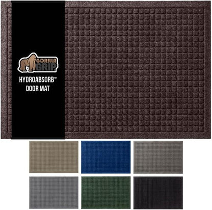 GORILLA GRIP® Ultra Absorbent Front Door Mat - Traps Dirt & Moisture, 47x35, Coffee Color