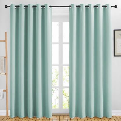 NICETOWN Blackout Curtains for Bedroom - Window Treatment Energy Saving Thermal Insulated Solid Grommet Blackout Drapes for Living Room (Aqua Blue, 1 Pair, 66 by 84-Inch)