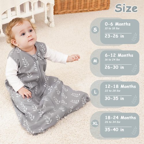 Looxii Baby Sleep Sack 0.5 TOG, 100% Cotton 3 Pack Wearable Blanket Baby Sleep Bag for Newborn Infant, 2-Way Zipper Lightweight Toddler Sleeping Sack 6-12 Months