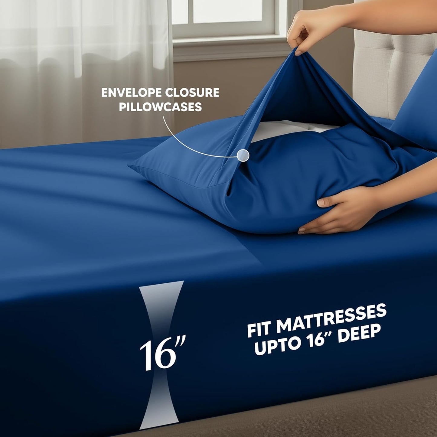 Utopia Bedding King Size Sheet Set - Soft, Breathable Microfiber | 4-Piece in Dusk Blue