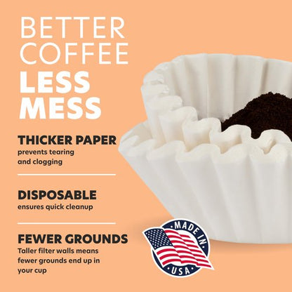 Tupkee 12-Cup Large Coffee Filters - 9.75” x 4.25” - 500 Count - Tall Walled to Prevent Ground Overflow - Compatible with Bunn 12 Cup Commercial Coffee Maker & Large Home Machines - Made in the USA