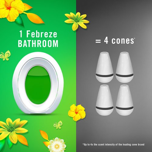 Febreze Bathroom Air Freshener, Odor-Fighting, Plug In Alternative, Air Fresheners for Small Spaces in Home, Bathroom, Kitchen, & Closet, Pet & Litter Box Odor Fighter, Gain Original Scent, 4ct