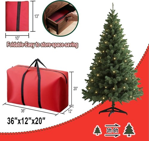 Heavy Duty Christmas Tree Storage Bag by [Brand Name] - Waterproof & Dust-Proof for 3FT/4FT/5FT Trees | 600D Oxford Fabric with Reinforced Handles