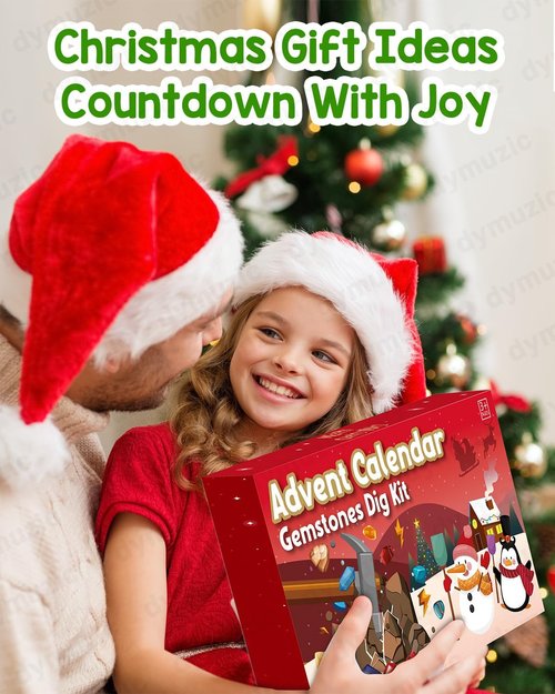 Gemstone Dig Kit Advent Calendar 2025 - Discover 24 Real Gemstones, Rocks & Crystals | Perfect Gift for Kids