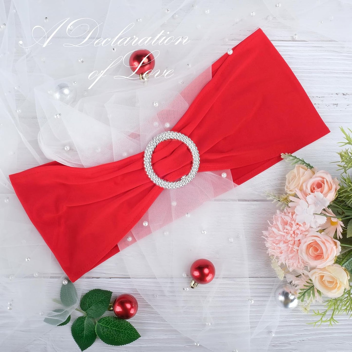 Babenest Spandex Chair Sashes - 100PCS Premium Stretch Covers with Buckle Slider for Weddings & Events | Red