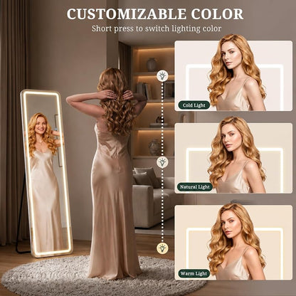 LED Full Length Mirror with Lights 59.85" x 15.75" – 3 Color Modes, Dimmable