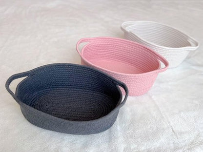 GiftExpress Pink Woven Easter Basket - 13" x 8" x 5" Cotton Rope Organizing Baskets for Baby Items or Cat & Dog Toys - Cute Soft Gift Storage Bin w/ Handles