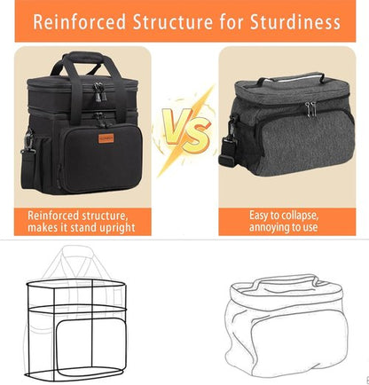 GLENKEY Expandable Insulated Lunch Box - Durable Leakproof Cooler Bag for Men & Women | 20 Can Capacity, Black