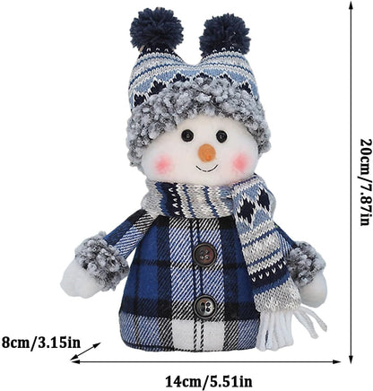Skiennix Cute Snowman Plush Knit Doll - Handmade Christmas Decoration for Winter Table (White)