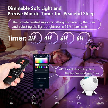 Galaxy Star Projector Night Light with Bluetooth Speaker & Aurora Show