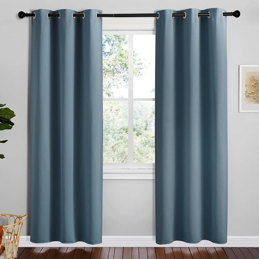 NICETOWN Smoky Blue Blackout Curtains - Thermal Insulated Drapes, 78" Length, 2 Panels, 42" Wide