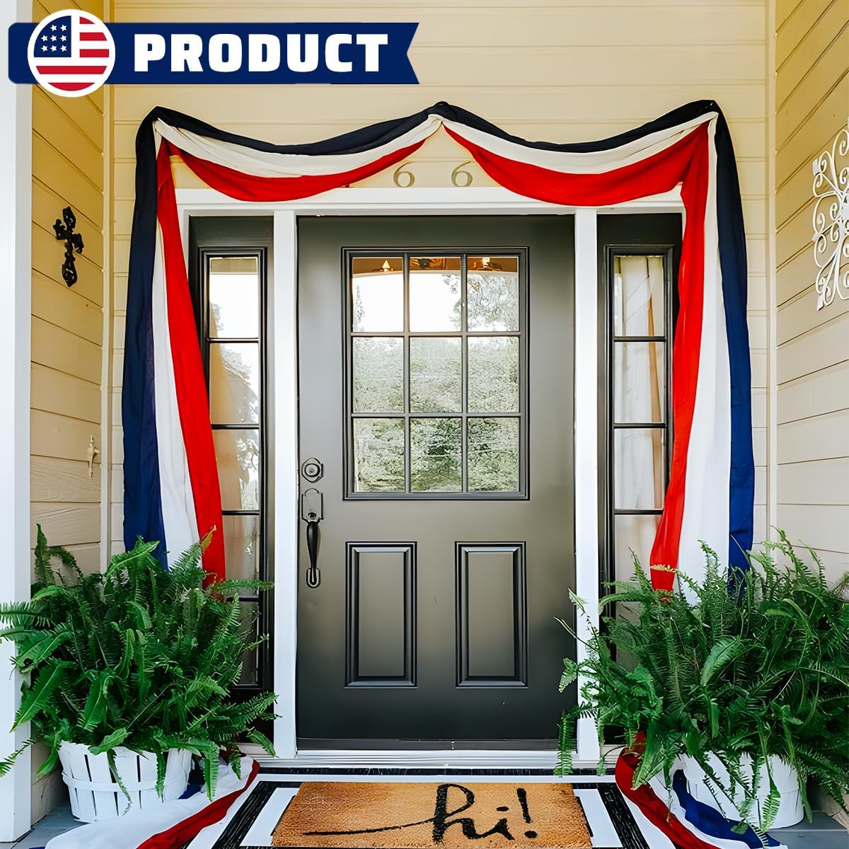 Skiennix 20Ft Patriotic US Flag Bunting - Red, White & Blue Stripe Banner for 4th of July & Memorial Day Celebrations