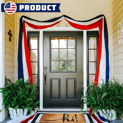 Skiennix 20Ft Patriotic US Flag Bunting - Red, White & Blue Stripe Banner for 4th of July & Memorial Day Celebrations