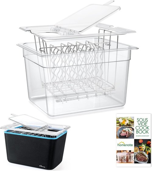 HOMENOTE Sous Vide Container - 12 Quart with Collapsible Lid & Complete Accessories Kit | BPA Free