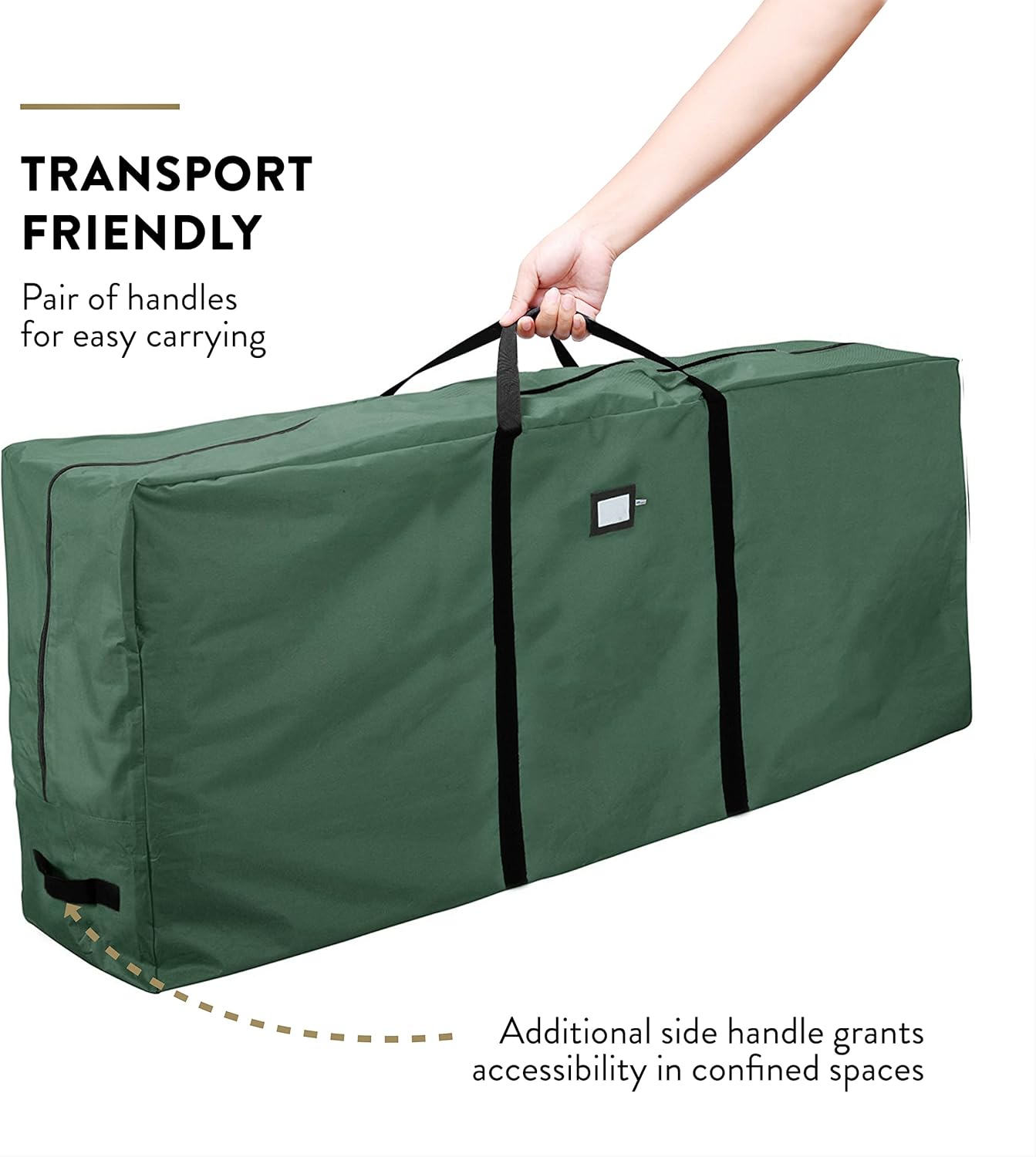 ZOBER Christmas Tree Storage Bag | 600D Oxford Fabric - Waterproof & Tear-Proof for 7.5 Ft Trees - Durable Handles - Green