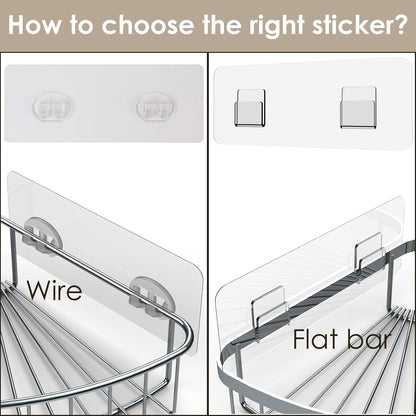Skiennix Shower Caddy Adhesive Replacement Stickers - 10 Pack of Assorted Wire Hooks for Easy Organization