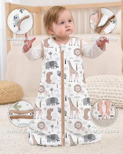 Yoofoss Baby Sleep Sack 18-24 Months, 1.5 Tog Baby Wearable Blanket with 2-Way Zipper, 100% Cotton Organic Fabric Winter Infant Sleeping Sack, Warm Soft Comfy