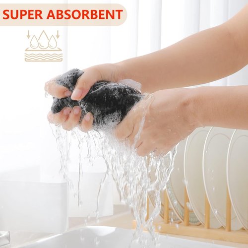 Homaxy 100% Cotton Waffle Weave Dish Cloths - Ultra Soft & Absorbent Kitchen Towels | 12x12 Inches, 18-Pack, Black