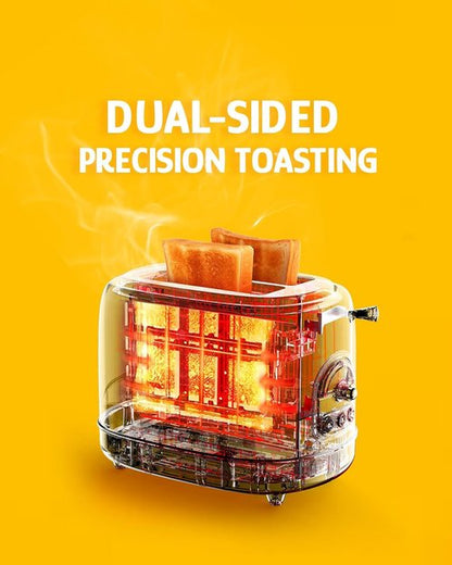 Hazel Quinn Retro 2-Slice Toaster - 6 Browning Levels, Defrost/Reheat/Cancel Functions, Easy Clean Crumb Tray, 1.5" Wide Slots