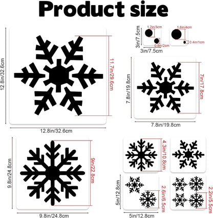Skiennix 9 Pcs Large Snowflake Stencils - Perfect for Window Decorations & Winter Crafts