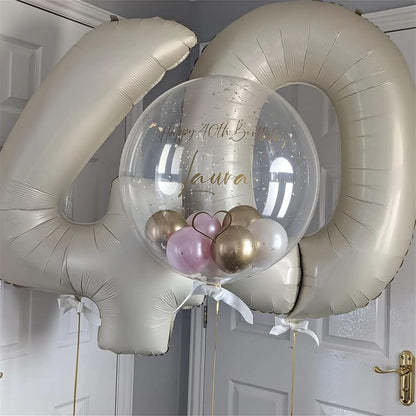 Skiennix 40-Inch Cream Number Balloons - Self-Inflating Beige Foil 0 for Birthday & Anniversary Celebrations